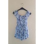 Lichtblauwe off shoulder playsuit met roosjes van H&M mt 36, H&M, Nieuw, Maat 36 (S), Verzenden