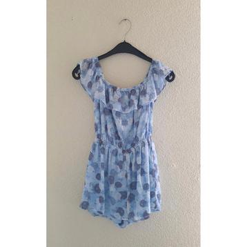 Lichtblauwe off shoulder playsuit met roosjes van H&M mt 36 beschikbaar voor biedingen