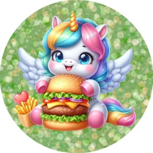 LF4014 ouwel eenhoorn 20x4,7cm eetbare cupcake rondjes vers, Hobby en Vrije tijd, Taarten en Cupcakes maken, Nieuw, Versiering