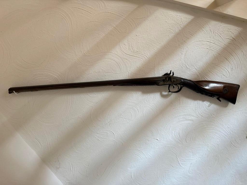 Antiek dubbel­loops percussie jachtgeweer (19e eeuw), Verzamelen, Militaria | Algemeen, Overige soorten, Nederland, Ophalen