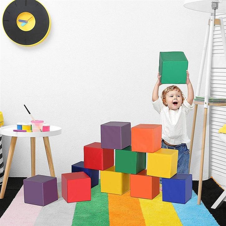 12 speelblokken - hoogwaardig foam - kunstleer - 20x20 cm, Kinderen en Baby's, Speelgoed | Babyspeelgoed, Nieuw, Overige typen