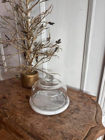 Marmeren plateau glazen stolp,vintage beschikbaar voor biedingen