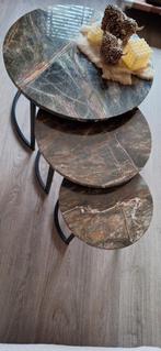 Bijzet tafeltjes marmer, Huis en Inrichting, Tafels | Bijzettafels, 45 tot 60 cm, Minder dan 55 cm, Rond, Ophalen of Verzenden