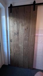 steigerhouten schuifdeur met schuifdeur systeem, Doe-het-zelf en Verbouw, Ophalen, Gebruikt, 80 tot 100 cm, 215 cm of meer