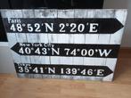 Houten bord decoratie hout steden Parijs New York Tokio, Ophalen, Gebruikt
