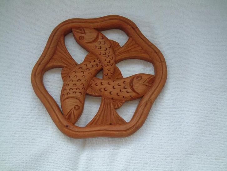 Mooi gaaf houtsnijwerk 3 vissen, Antiek en Kunst, Kunst | Beelden en Houtsnijwerken, Ophalen of Verzenden