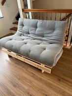 Grijze Futon Slaapbank - Tweepersoons, Huis en Inrichting, Slaapkamer | Slaapbanken, Ophalen, Gebruikt, Tweepersoons, 140 cm