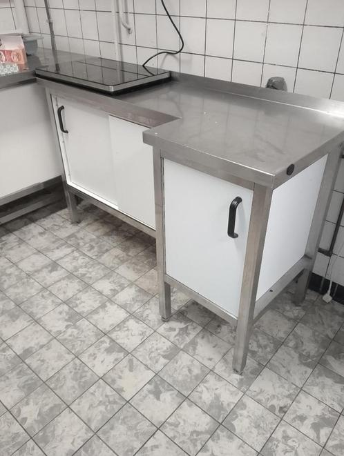 RVS werktafels werkbanken met onderkast en Trespa deuren, Zakelijke goederen, Horeca | Keukenapparatuur, RVS Meubilair, Gebruikt