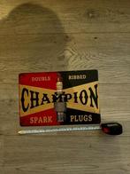 emaille / metalen wand bier bord 30 cm Champion spark plugs, Verzamelen, Biermerken, Overige merken, Reclamebord, Plaat of Schild