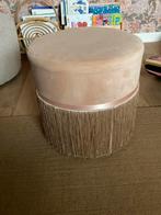 Stijlvolle poef met franjes, Minder dan 50 cm, Rond, Ophalen of Verzenden, Zo goed als nieuw