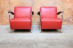 ZGANieuw! 2 rode leren Leolux Scylla design fauteuils