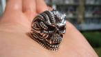 Vanoli 925 zilver biker ring skull doodskop maat 19,5, Sieraden, Tassen en Uiterlijk, Ringen, Vanoli, 19 tot 20, Amsterdam, Heer