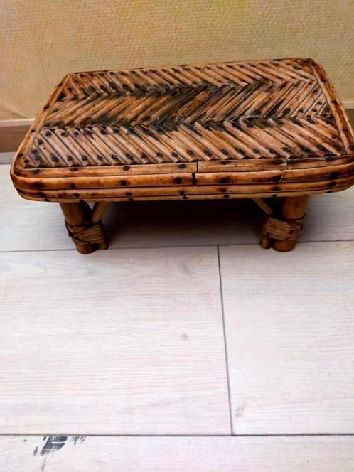 Vintage bamboe vensterbank krukje bankje, Antiek en Kunst, Curiosa en Brocante, Ophalen