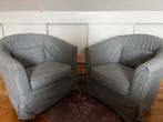 Twee grijze fauteuils, Huis en Inrichting, Fauteuils, Ophalen of Verzenden, Zo goed als nieuw, Stof, 75 tot 100 cm