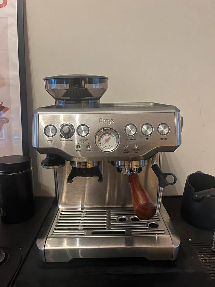 Koffiemachine - Sage barista express inclusief accesoires, Witgoed en Apparatuur, Koffiemachine-accessoires, Zo goed als nieuw