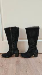 DuoBoots suede hoge laarzen met brede kuit, Hoge laarzen, Zwart, Ophalen of Verzenden, Gedragen