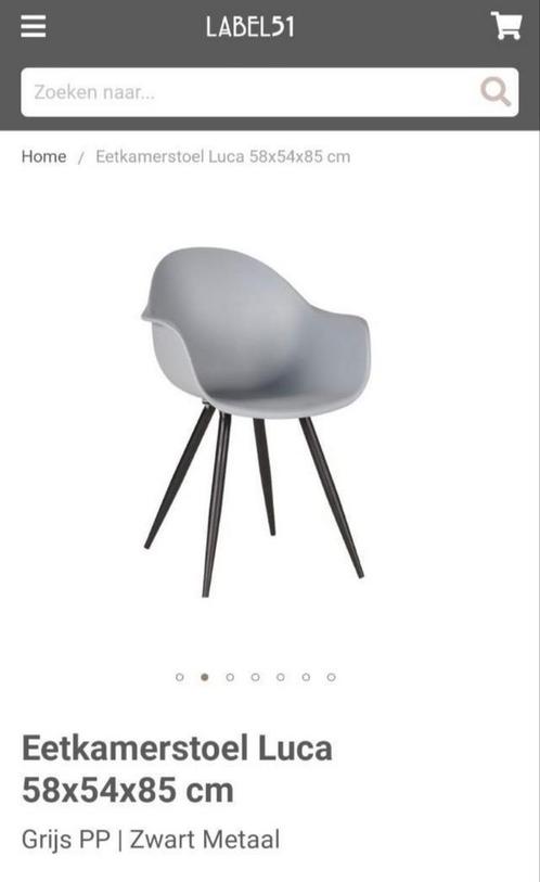 Label 51 eetkamerstoelen set van 2, Huis en Inrichting, Stoelen, Nieuw, Grijs, Ophalen of Verzenden