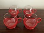 Set van 4 retro vintage glazen tasjes kopjes Melitta rood, Verzamelen, Ophalen of Verzenden, Huis en Inrichting