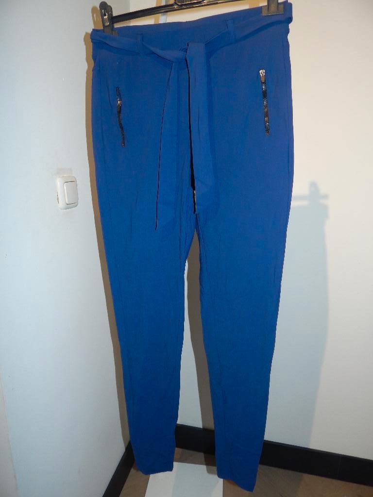 Studio Anneloes travel stof broek blauw strik band S/M, Studio Anneloes, Zo goed als nieuw, Maat 36 (S), Lang