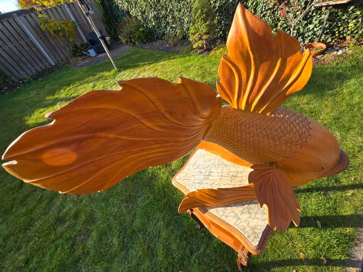 Houten Vis Sculptuur. Afmetingen: LxBxH 63x37x53, Antiek en Kunst, Kunst | Beelden en Houtsnijwerken, Ophalen