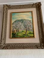 Schilderij met bomen en berglandschap, Antiek en Kunst, Kunst | Schilderijen | Klassiek, Ophalen