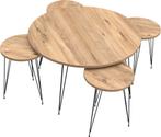Bijzettafel -4 +1 Salontafel - Salontafels rond-, Ophalen, Nieuw, 50 tot 100 cm, Minder dan 100 cm