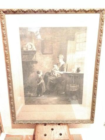 Voorsteling gesigneerd Josef Israëls van Moeder met KIND en  beschikbaar voor biedingen