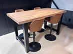 Eikenhouten bar sta tafel. 200x100x110 stalen frame. Stevig., Ophalen, Zo goed als nieuw, Zwaag, Info@oemhondaparts.nl