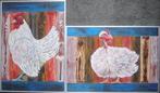 schilderijen 2luik kippen 50x70cm, Schilderij, Ophalen