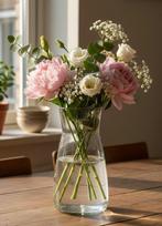Prachtige glazen bloemenvaas 20 cm voor een vol boeket, Gebruikt, Overige kleuren, Ophalen of Verzenden, Glas