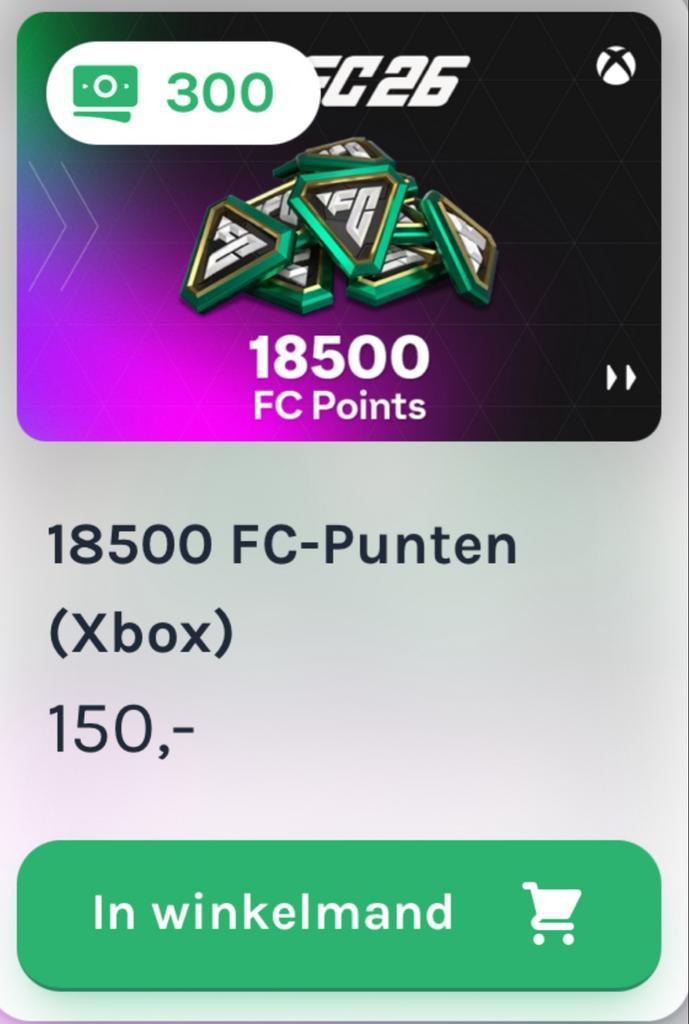 Xbox  FC-Punten Giftcard €150, Tickets en Kaartjes, Kortingen en Cadeaubonnen, Eén persoon, Cadeaubon