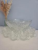 Glazen Bowlschaal met 9 Glaasjes, Huis en Inrichting, Keuken | Servies, Ophalen of Verzenden