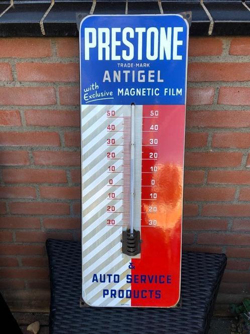 Mooie emaille PRESTONE thermometer bord. 1960, Verzamelen, Merken en Reclamevoorwerpen, Gebruikt, Reclamebord, Ophalen of Verzenden