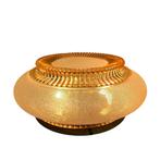 Vintage plafondlamp met gouden glazen kap, Herda, Ophalen of Verzenden