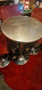 Ronde tafel met 3 barkrukken, Huis en Inrichting, Barkrukken, Ophalen, Gebruikt, 60 tot 90 cm, 3 krukken
