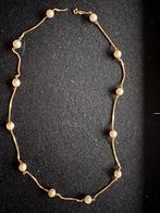 Gouden 18 krt ketting met 12 parels, Ophalen of Verzenden, Zo goed als nieuw, Met edelsteen, Goud