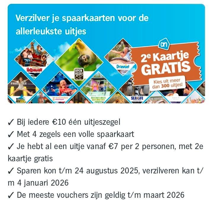AH Spaarkaarten voor de allerleukste uitjes, Tickets en Kaartjes, Kortingen en Cadeaubonnen, Kortingsbon