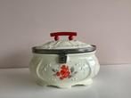Ovale Art Deco aardewerk koektrommel met floraal decor, Antiek en Kunst, Ophalen of Verzenden