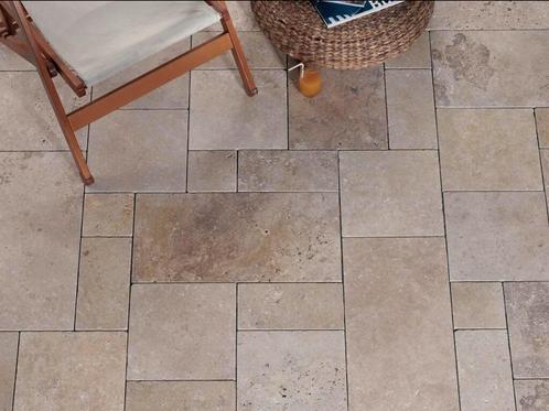 TRAVERTIN TEGELS ANTICATO-ROMAANS VERBAND - WEEKAANBIEDING!, Tuin en Terras, Tegels en Klinkers, Nieuw, Hout, 10 m² of meer, Ophalen of Verzenden