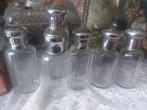 Mooie set van 6 kleine Vintage glazen Art-Deco flesjes, Antiek en Kunst, Ophalen of Verzenden