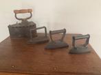 4 stuks Oude strijkijzers, Antiek en Kunst, Curiosa en Brocante, Ophalen