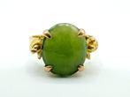 Gouden ring met jade, 17 mm, Gebruikt, Info@zilverwebsite.nl, Verzenden, 17 tot 18
