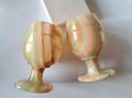 Vintage onyx bekers op voet, Verzenden, Zwart, Overige materialen