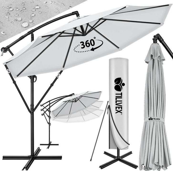 Zweefparasol 350cm - Kantelbaar & Waterdicht, Tuin en Terras, Parasols, Nieuw, Zweefparasol, 3 tot 4 meter, Kantelbaar, Verstelbaar