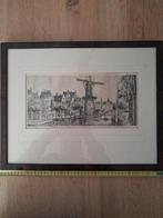 Oude Prent met Molen Rotterdam, Ophalen of Verzenden