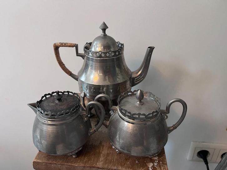 Tinnen servies - 3-delig, Antiek en Kunst, Antiek | Tin, Ophalen of Verzenden