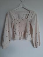 Beige Blouse met Hartjes - Maat S, Ophalen of Verzenden, Zo goed als nieuw, Maat 36 (S), Beige