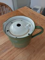 emaille groene melkkan/koker met gouden bies, Antiek en Kunst, Ophalen of Verzenden