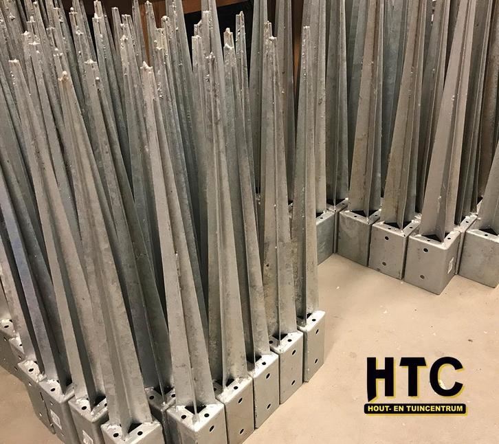 Paalpunthouders en voetsteunplaten op voorraad!, Tuin en Terras, Palen, Balken en Planken, Nieuw, Palen, 250 cm of meer, Ophalen