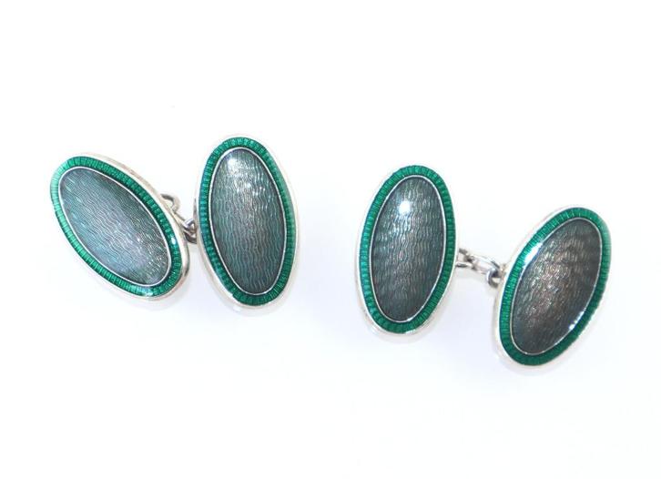 Zilveren Engelse jumelles / manchetknopen, Sieraden, Tassen en Uiterlijk, Antieke sieraden, Manchetknopen, Zilver, Ophalen of Verzenden